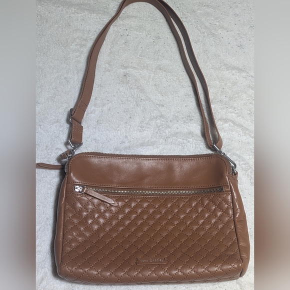Vera Bradley Handbags - Vera Bradley Quilted Brown Leather Shoulder Bag